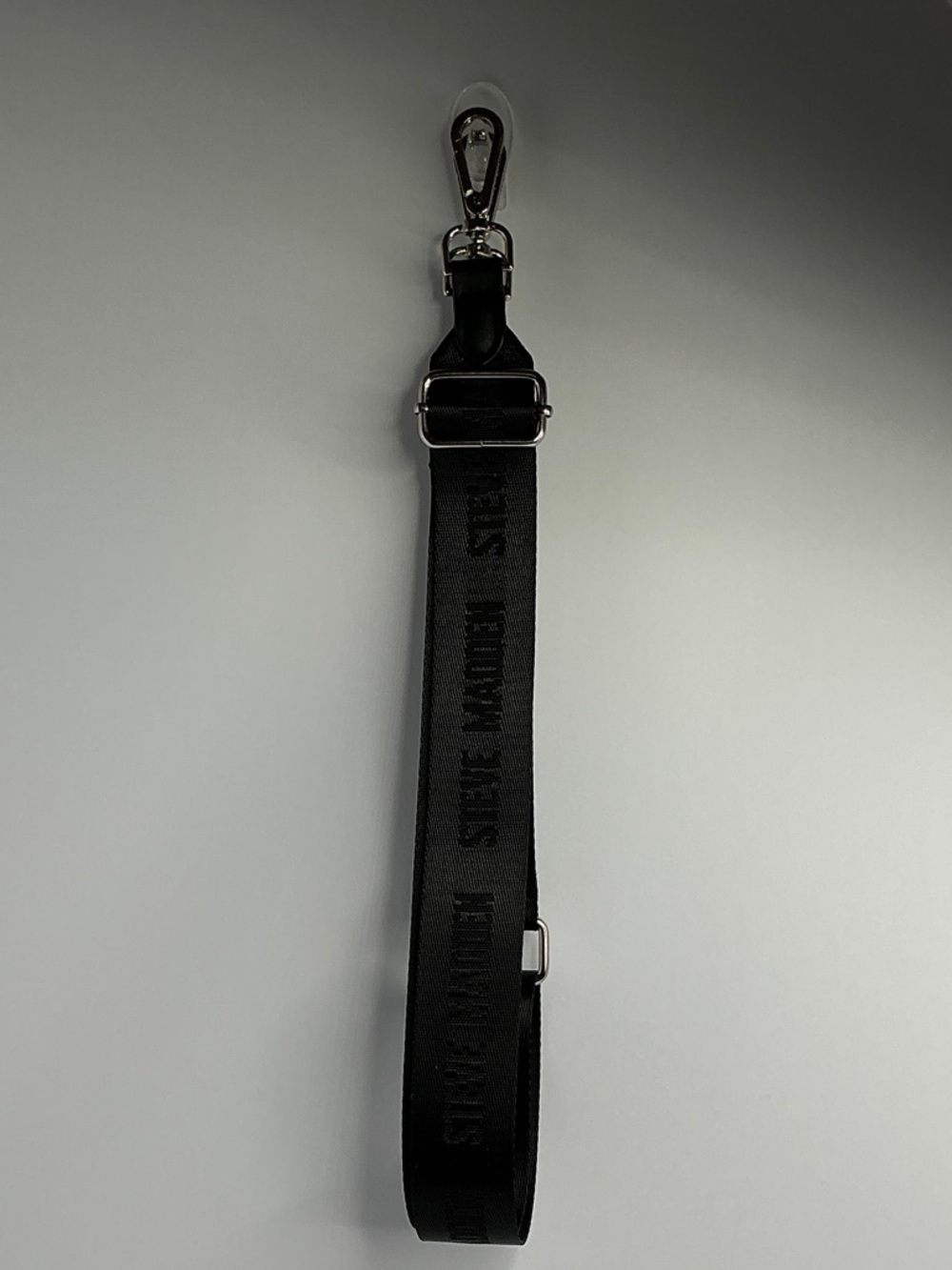 Steve Madden Black Webbing Crossbody Strap with Silver Hardware